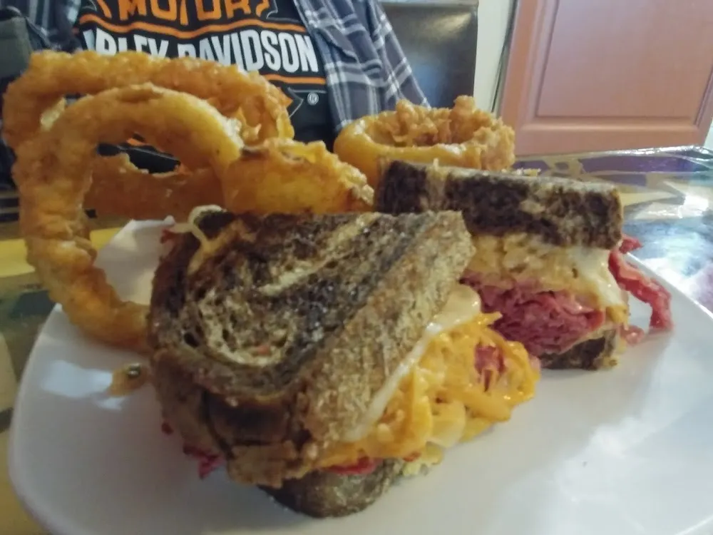 Reuben with Onion Rings